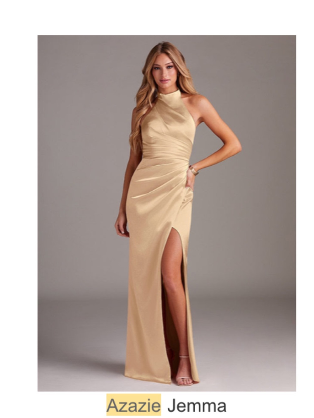 Azazie Gold One-Shoulder Evening Gown